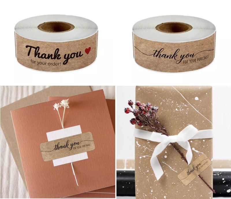kraft thank you sticker labels
