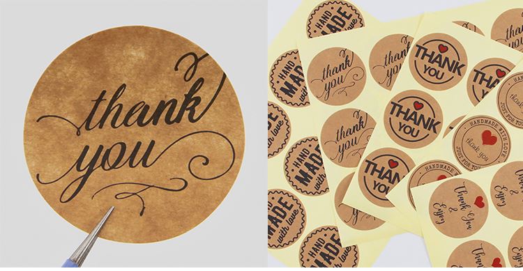 custom kraft thank you sticker
